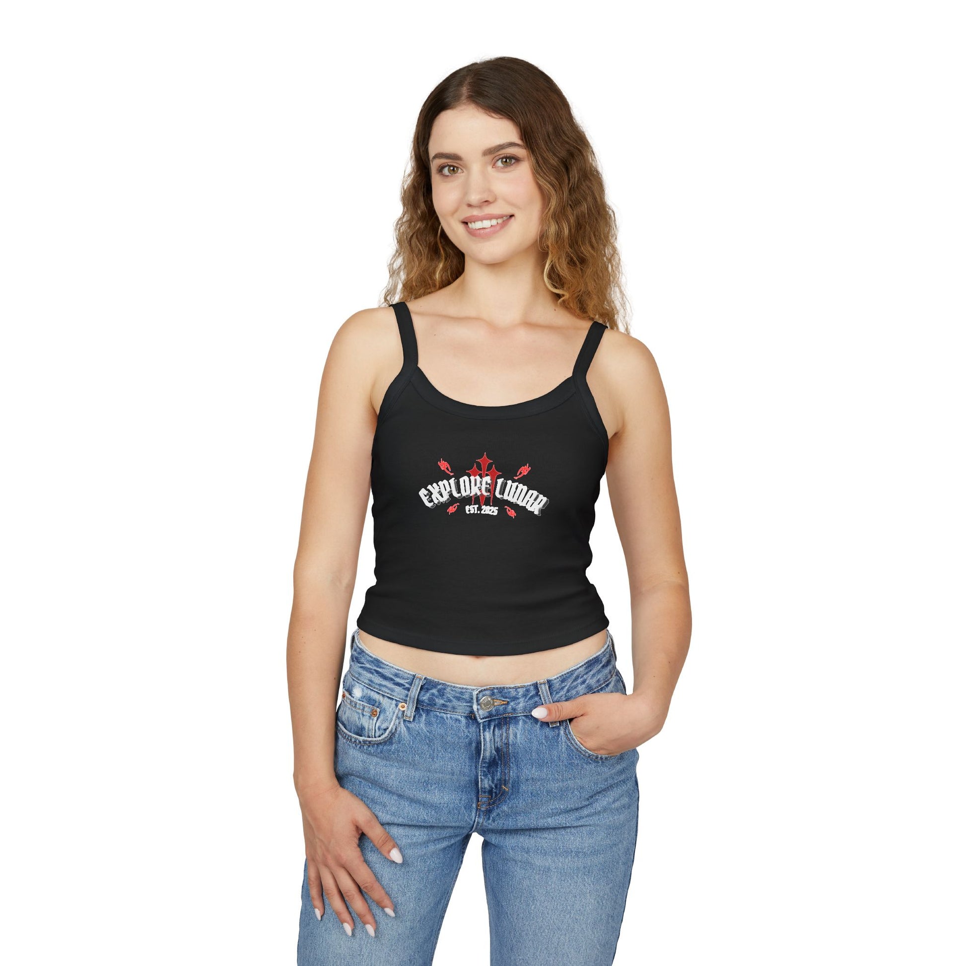 Lunar Adventure Women's Spaghetti Strap Tank Top, Explore the Universe