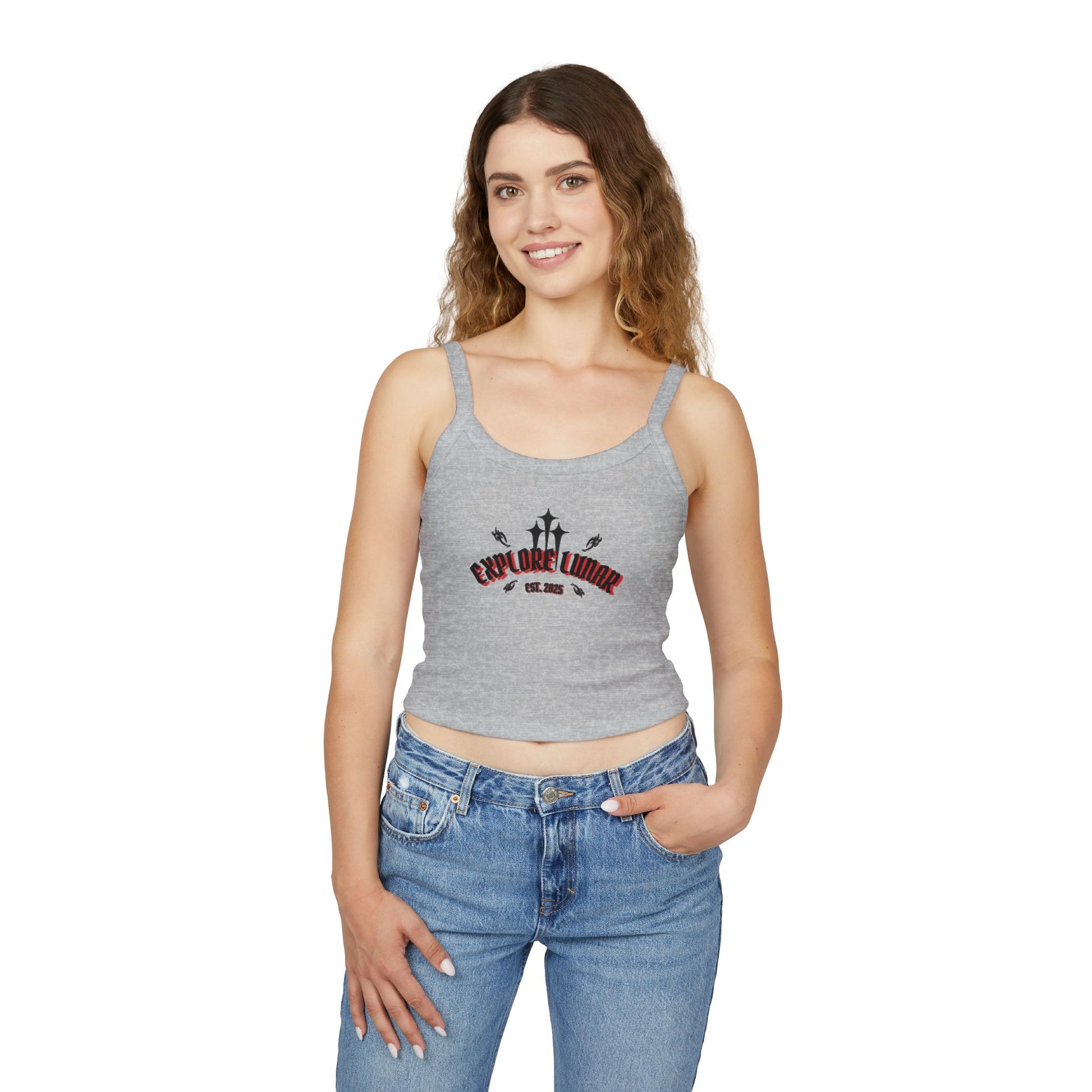 Lunar Adventure Women's Spaghetti Strap Tank Top, Explore the Universe