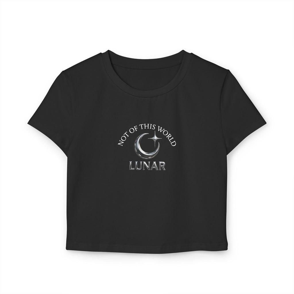 Women's Baby Tee featuring chest logo and chrome themed "UFO" logo
